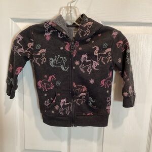Kids Unicorn Print Hoodie gray